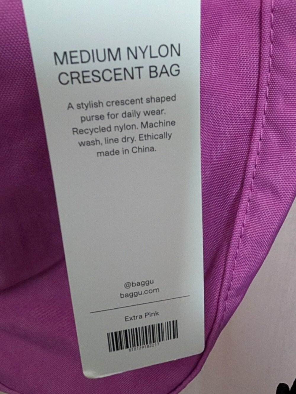 BAGGU Medium Crescent Nylon Bag Extra Pink - Picture 3 of 5